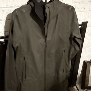 Lululemon Womens DRIZZ JACKET Waxed Coated REFLECTIVE Raincoat Grey Hoodie 6